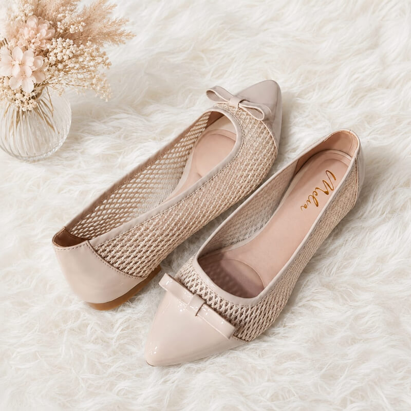 Baleta Beige con Malla