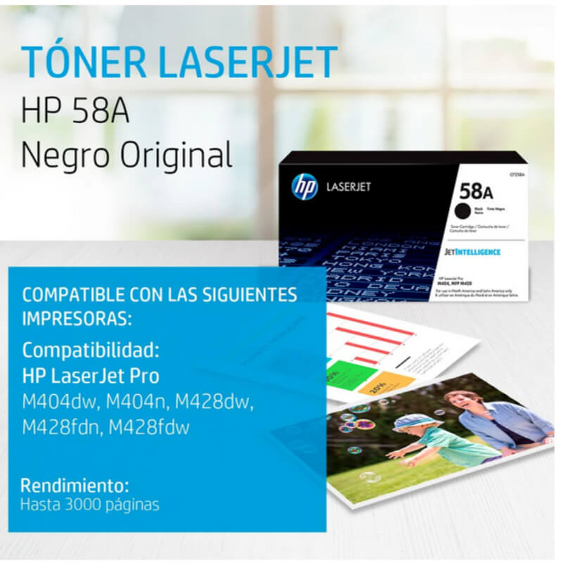 TONER HP 58 A NEGRO LASER JET M404