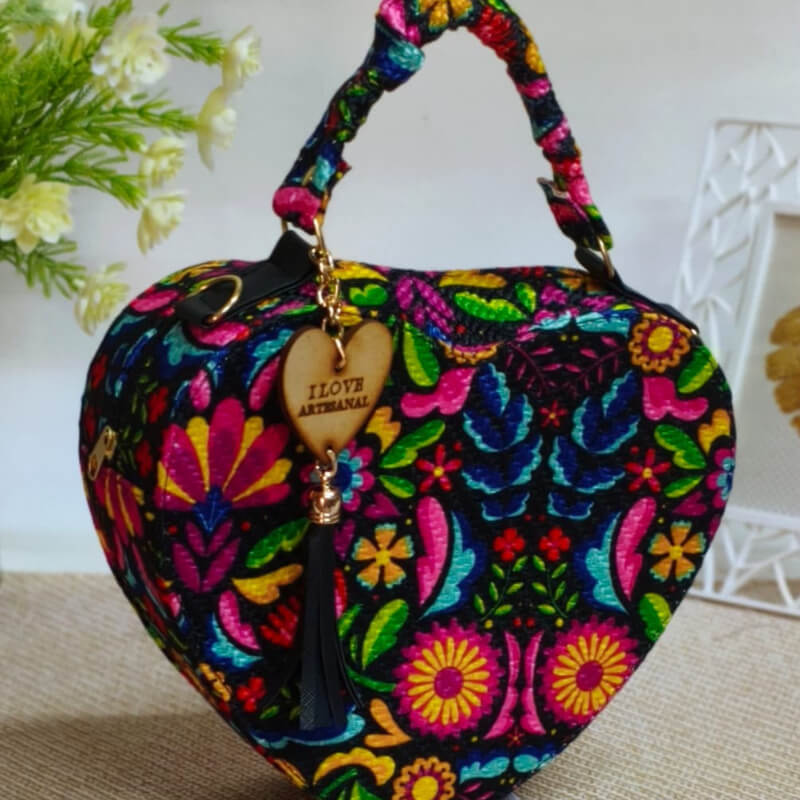 Bolso artesanal colores mexicanos incluye correa