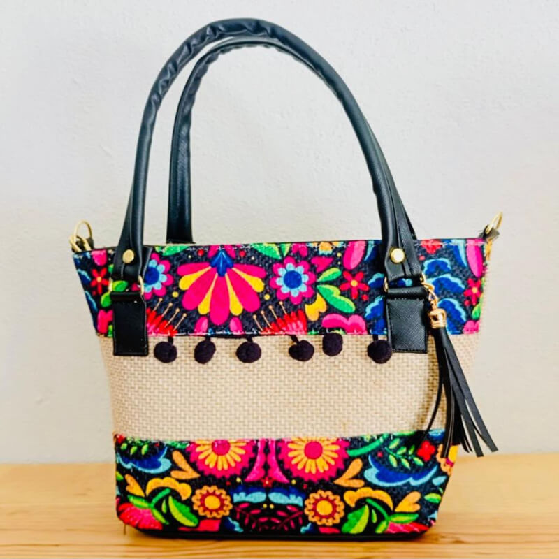 Bolso artesanal colores mexicanos incluye correa