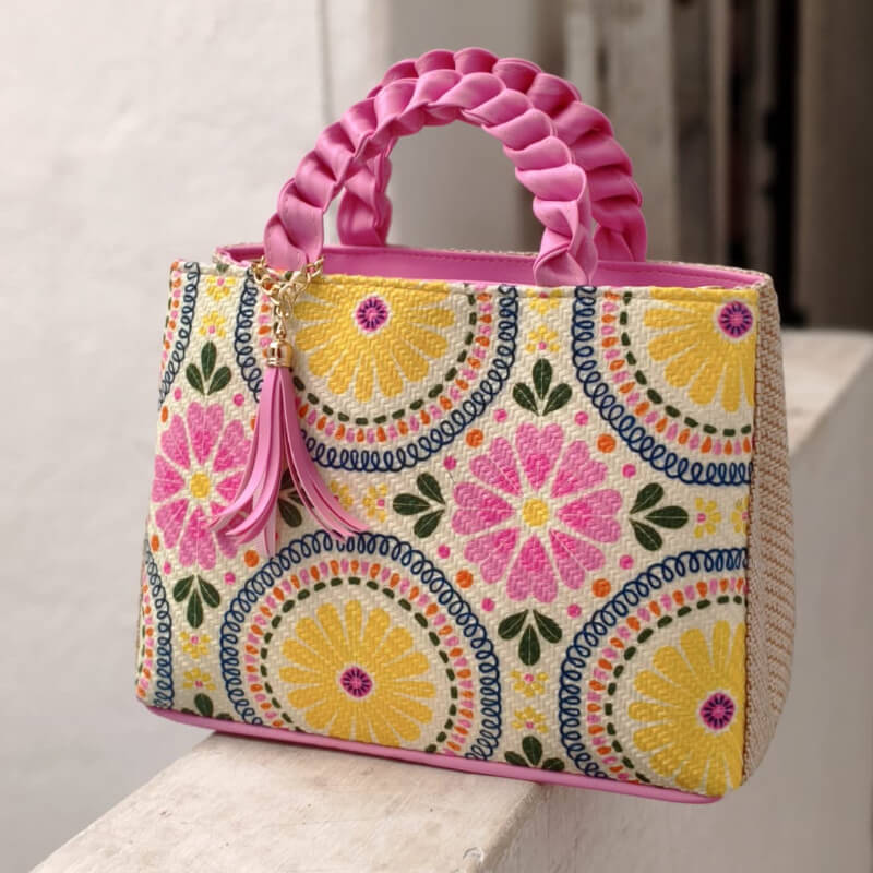 Bolso artesanal colores mexicanos incluye correa