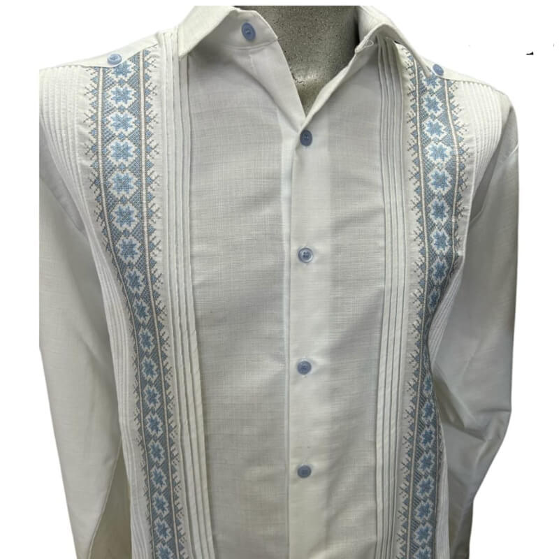 Guayabera artesanal manga larga en tela de lino italiano