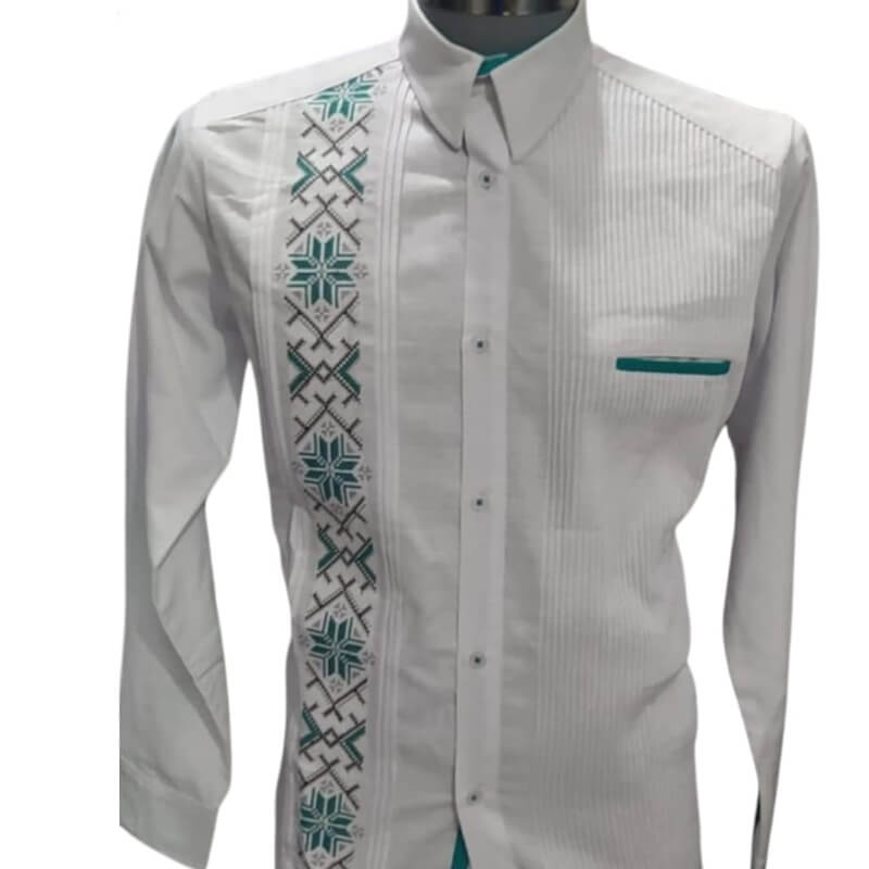 Guayabera artesanal manga larga en tela de lino italiano