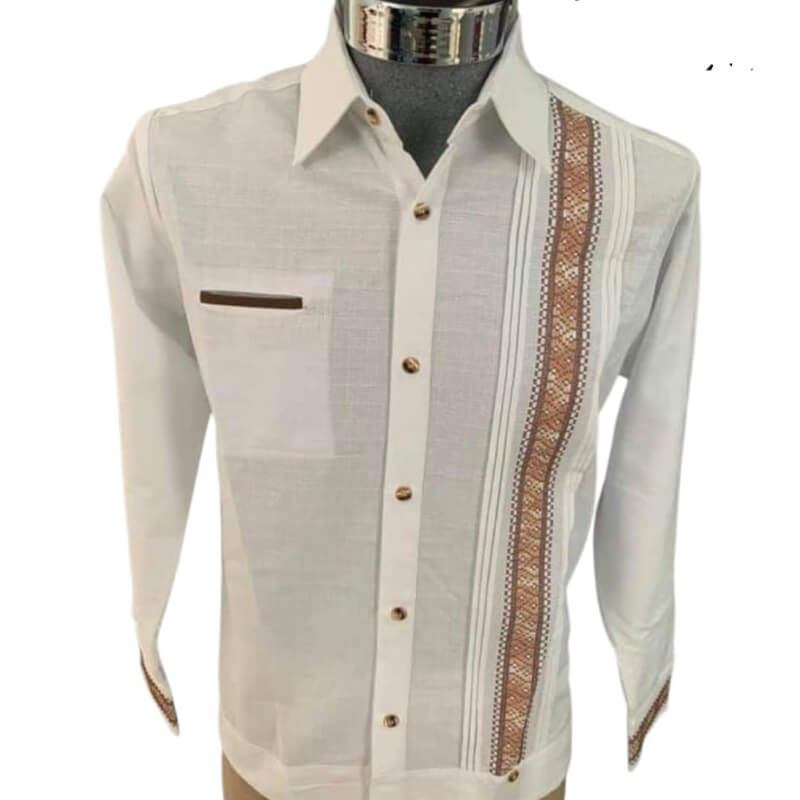 Guayabera artesanal manga larga en tela de lino italiano