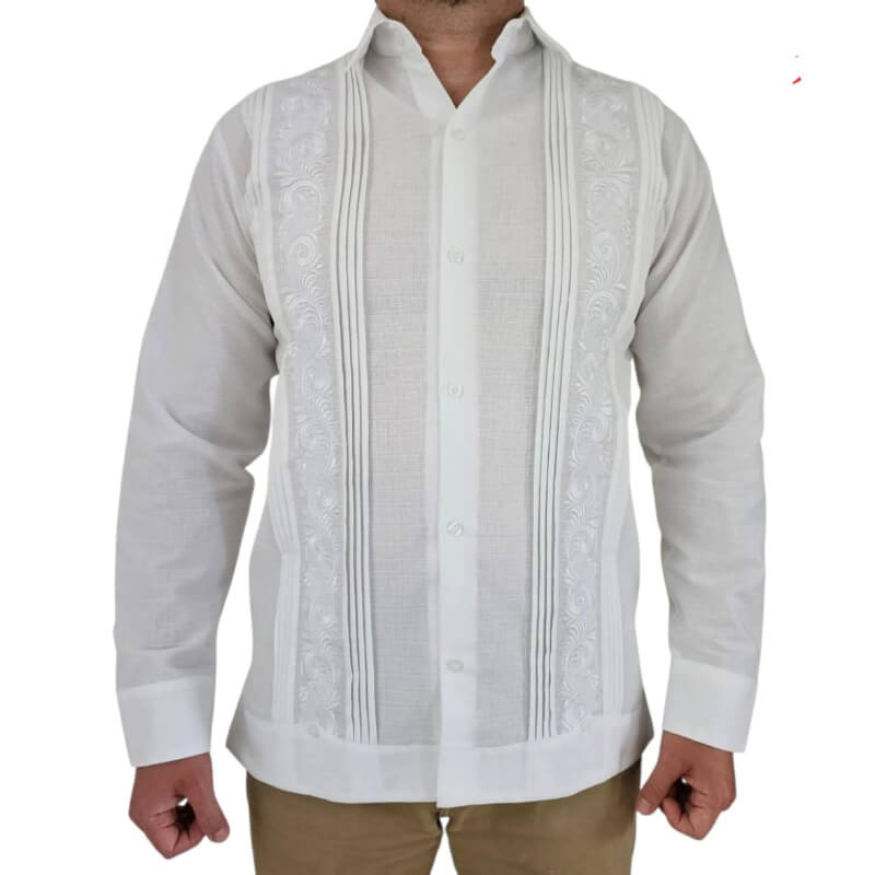 Guayabera artesanal manga larga en tela de lino italiano