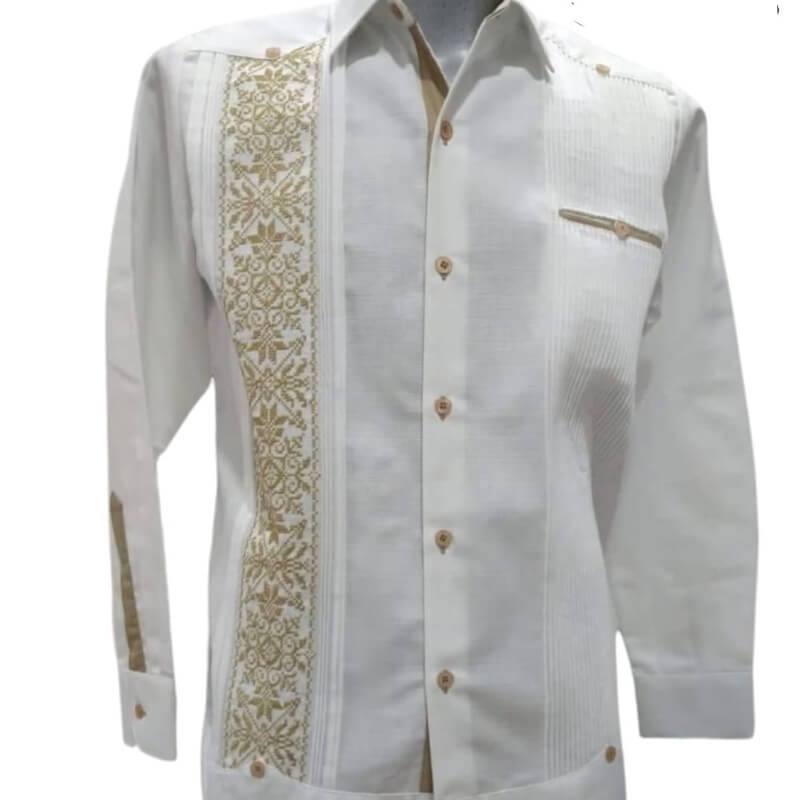 Guayabera artesanal manga larga en tela de lino italiano
