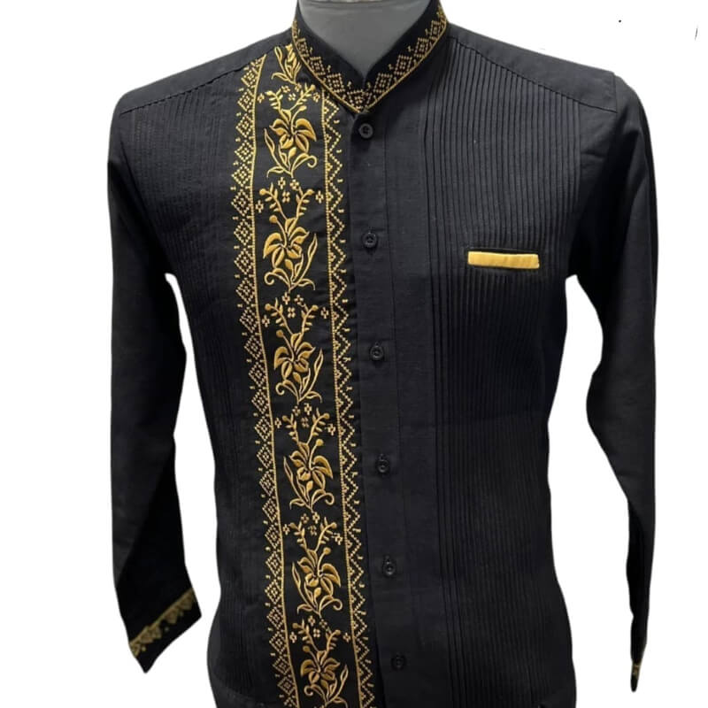 Guayabera artesanal manga larga en tela de lino italiano