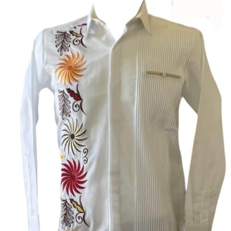 Guayabera artesanal manga larga en tela de lino italiano
