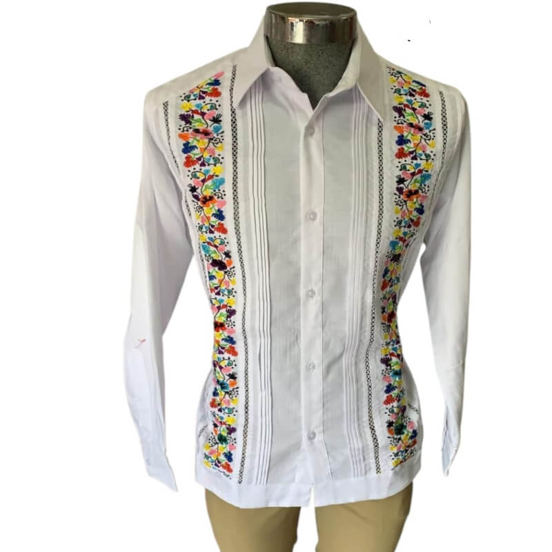Guayabera artesanal manga larga en tela de lino italiano