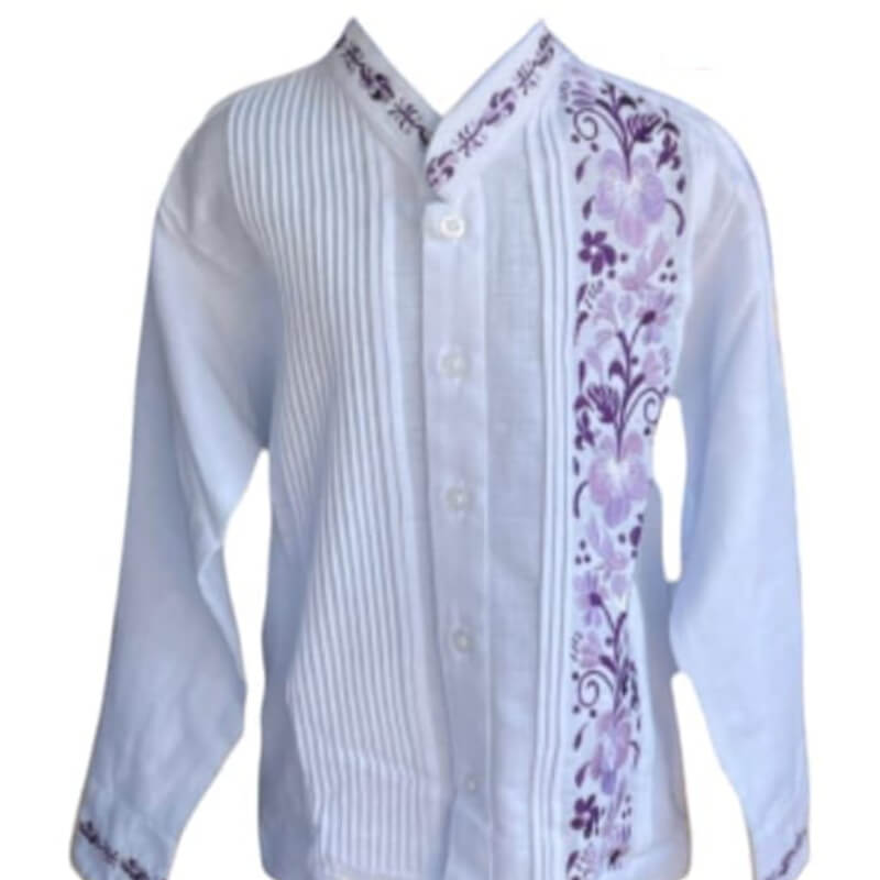 Guayabera artesanal manga larga en tela de lino italiano