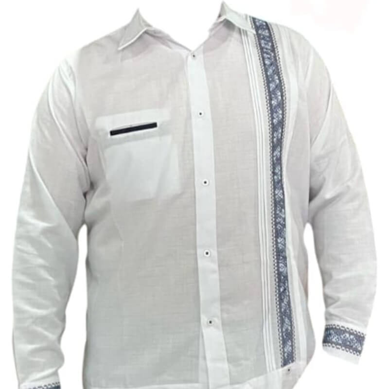 Guayabera artesanal manga larga en tela de lino italiano
