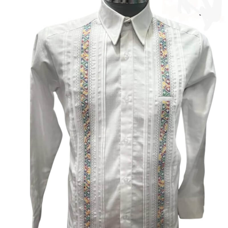 Guayabera artesanal manga larga en tela de lino italiano