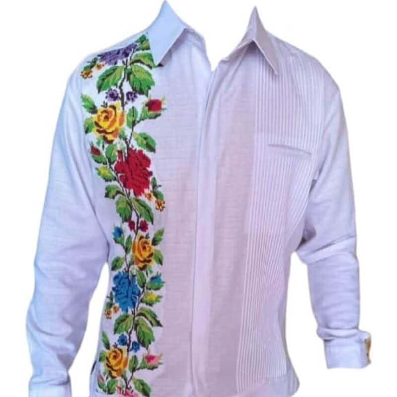 Guayabera artesanal manga larga en tela de lino italiano