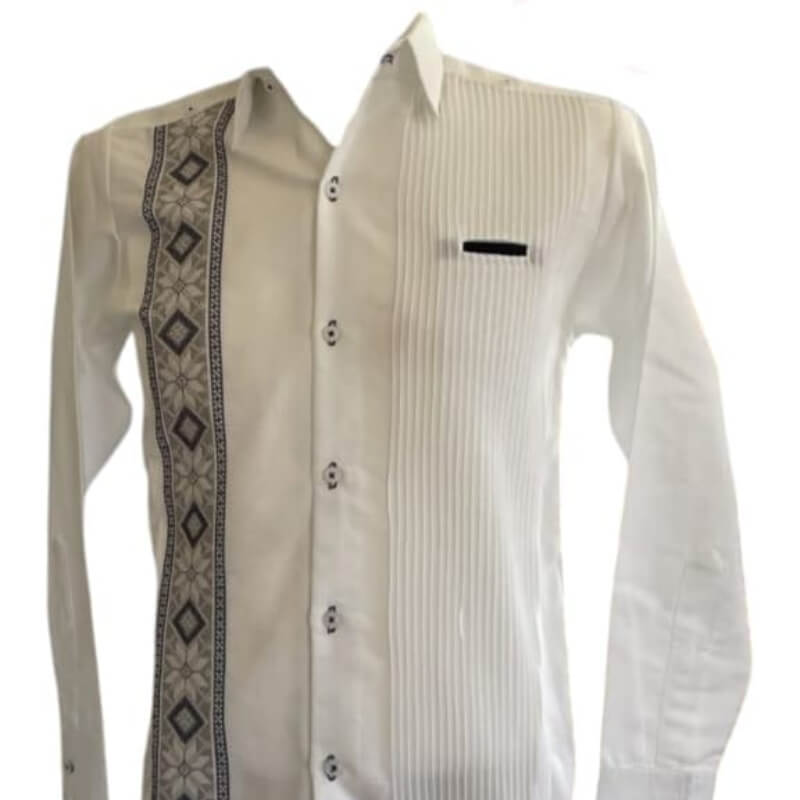 Guayabera artesanal manga larga en tela de lino italiano