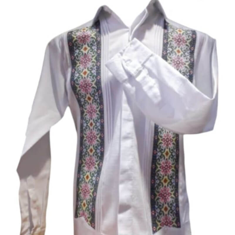 Guayabera artesanal manga larga en tela de lino italiano