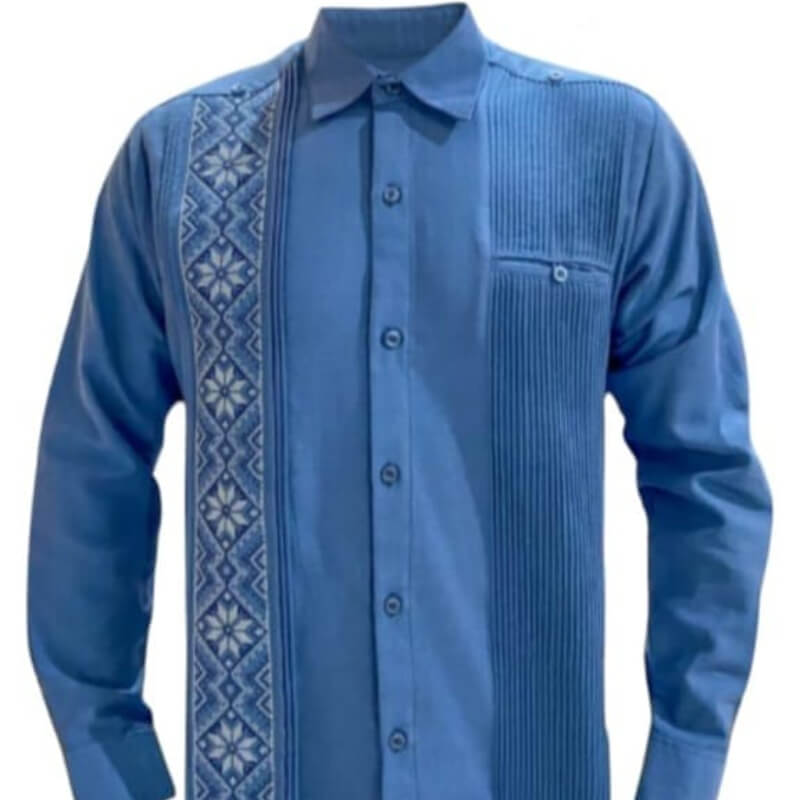Guayabera artesanal manga larga en tela de lino italiano