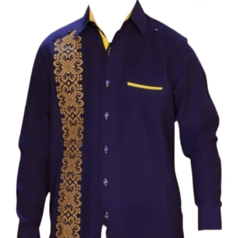 Guayabera artesanal manga larga en tela de lino italiano