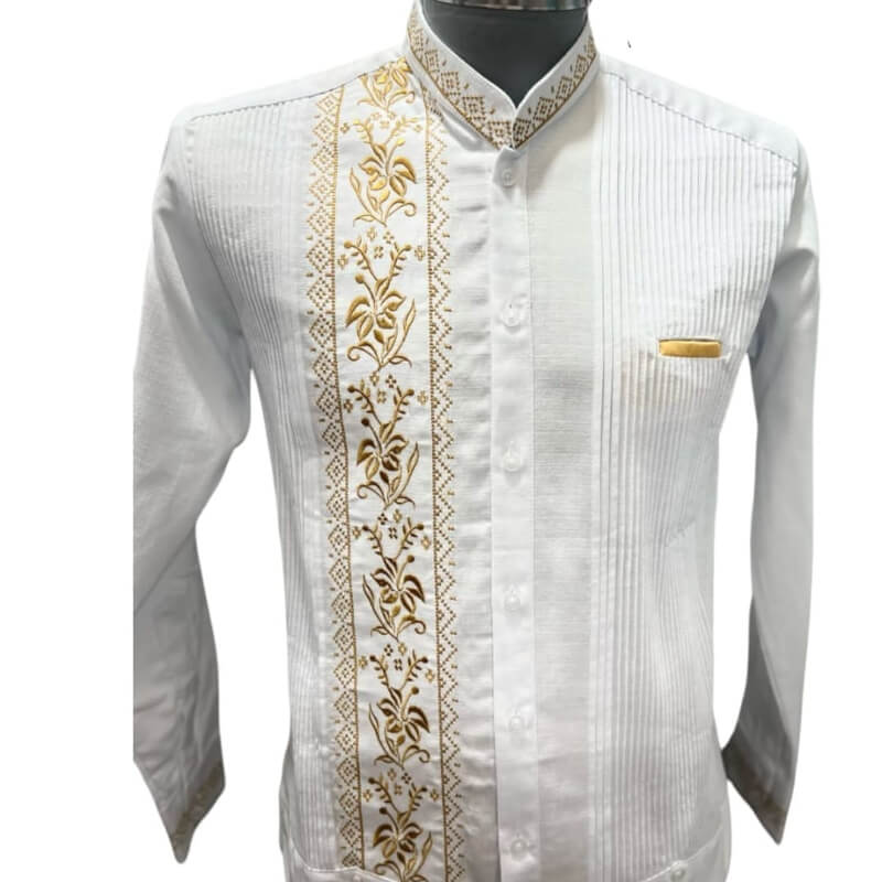 Guayabera artesanal manga larga en tela de lino italiano