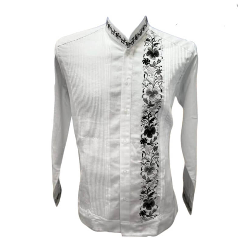 Guayabera artesanal manga larga en tela de lino italiano
