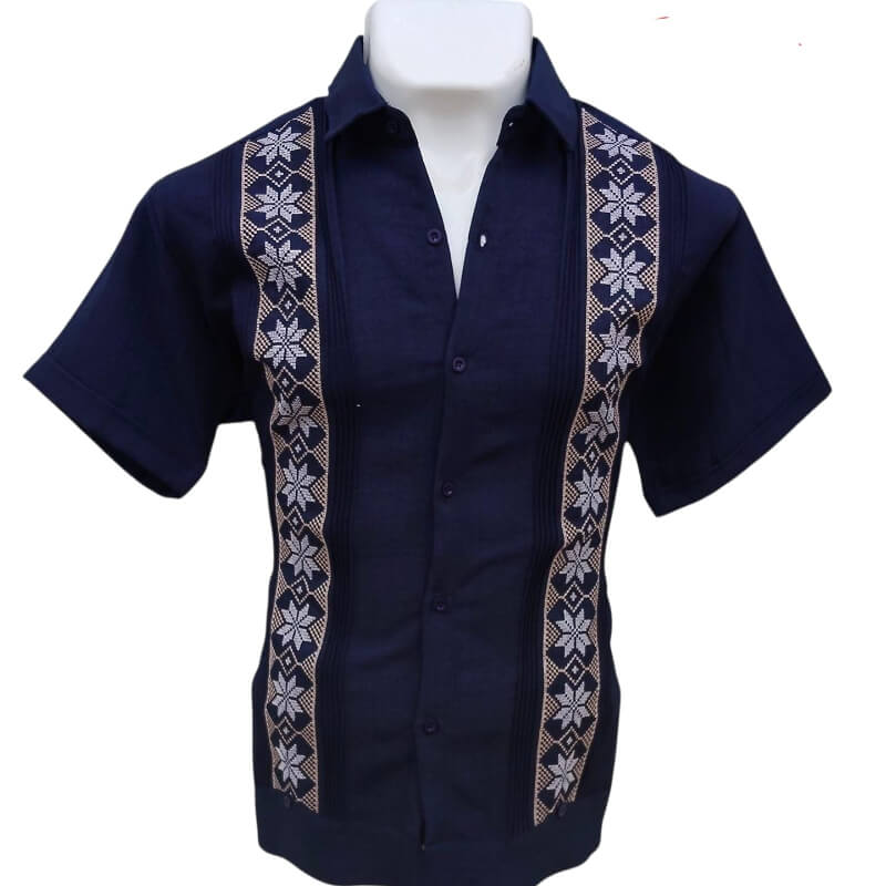 Guayabera artesanal manga corta en tela de lino italiano