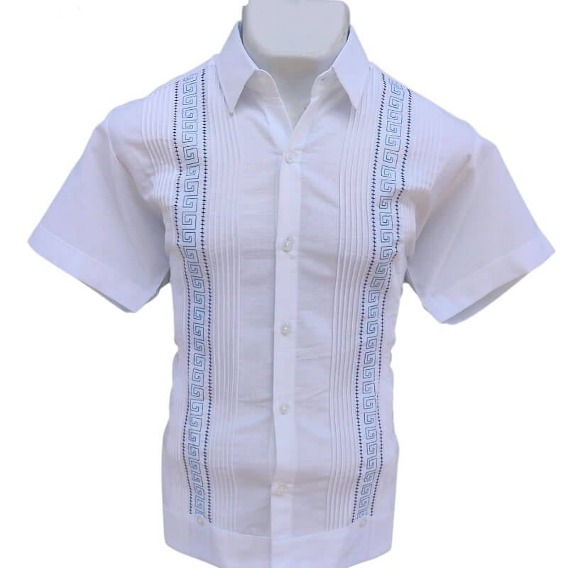 Guayabera artesanal manga corta en tela de lino italiano