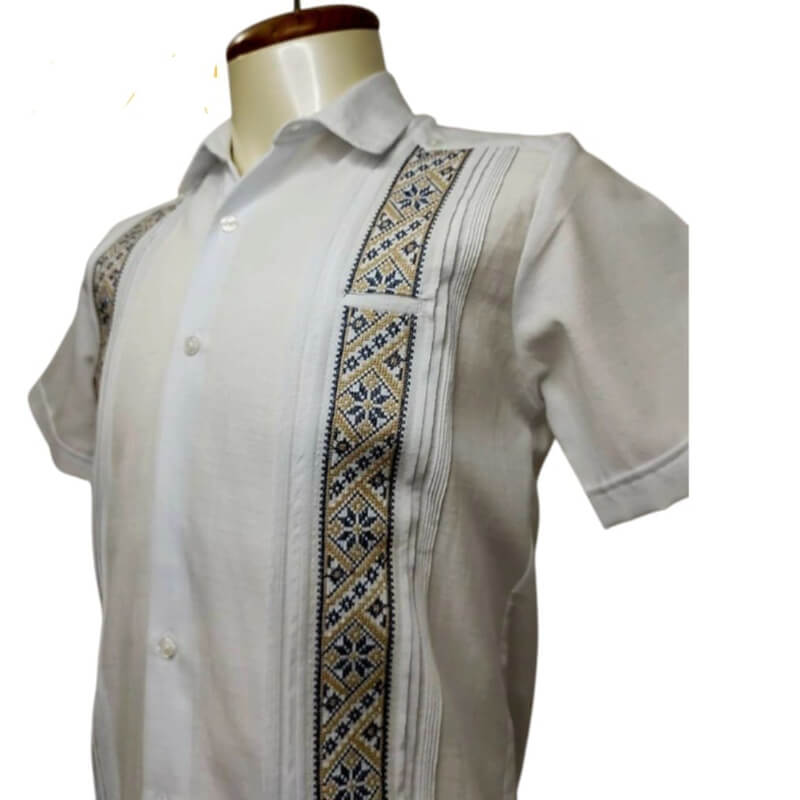 Guayabera artesanal manga corta en tela de lino italiano