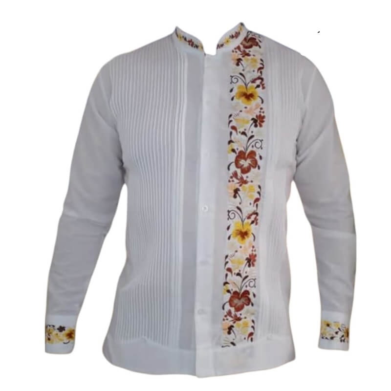 Guayabera artesanal manga larga en tela de lino italiano