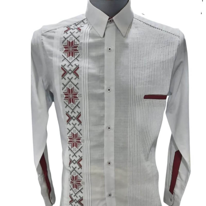 Guayabera artesanal manga larga en tela de lino italiano
