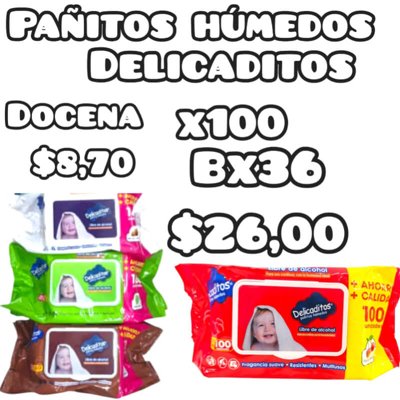 Pañitos húmedos delicaditosx100