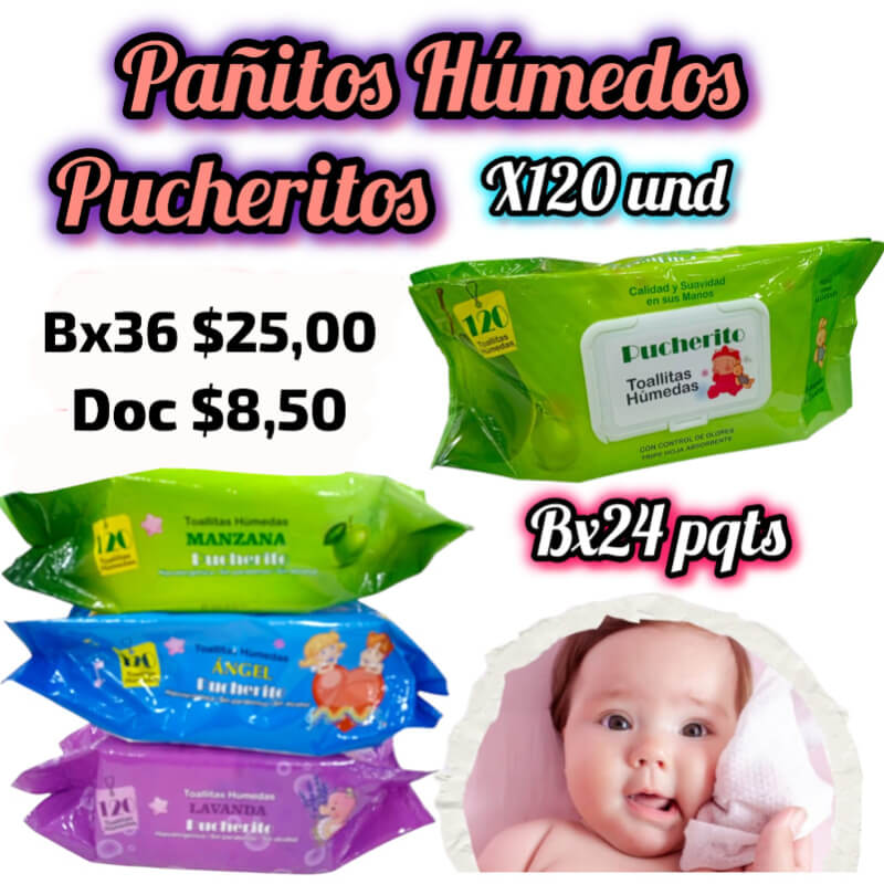 PAÑITOS HUMEDOS Pucherito x120 bx36