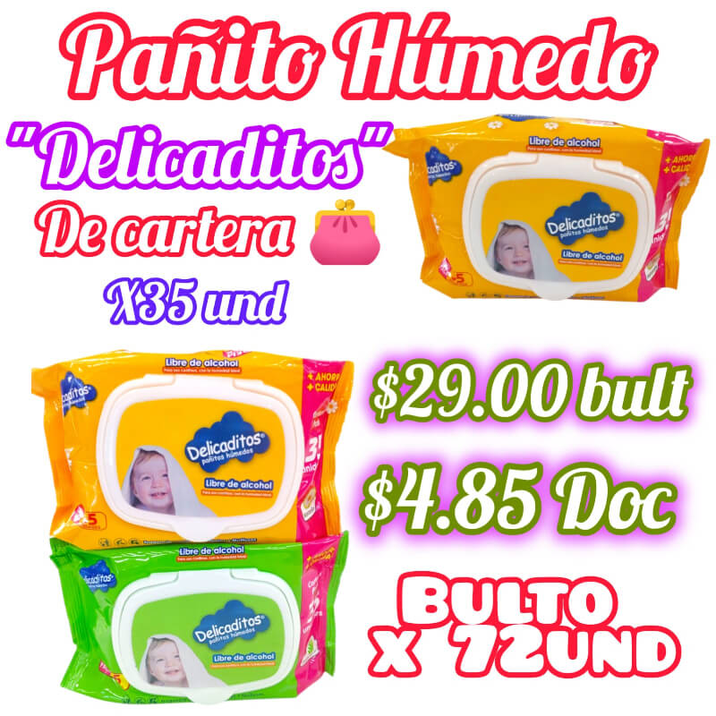 Pañito húmedo delicaditos x35 und