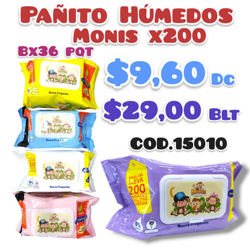 Pañito Húmedos Monisx200 BX36 UND
