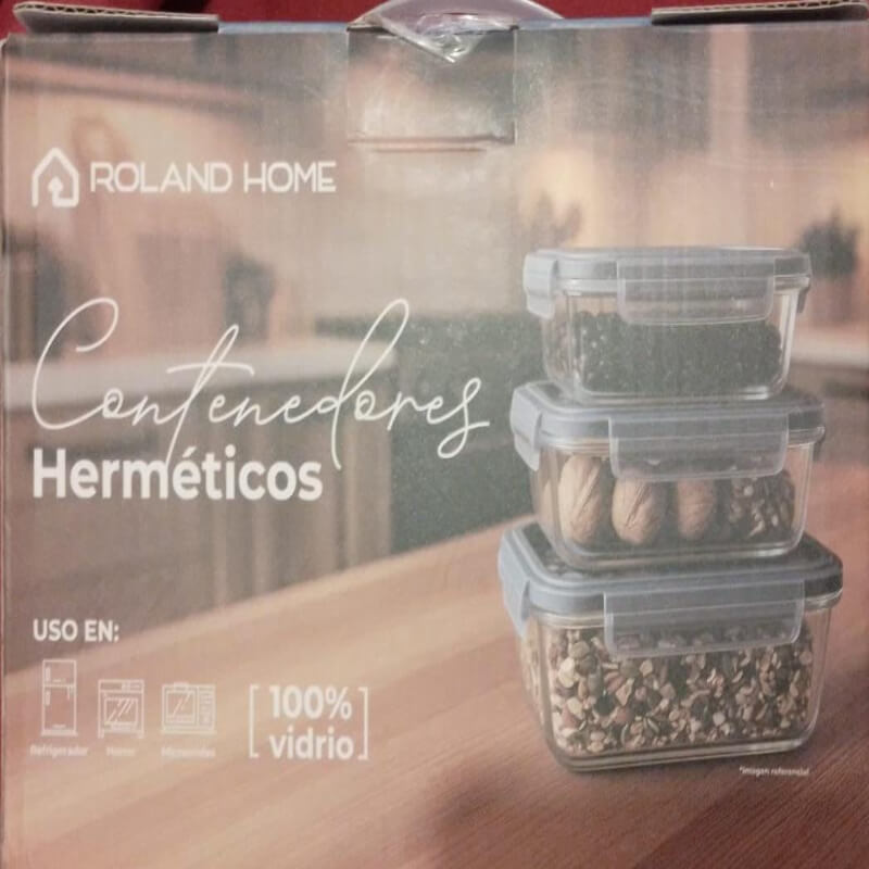 Set de 3 Recipientes Herméticos de Vidrio Roland Home | Conservación, Estilo y Versatilidad en tu Cocina